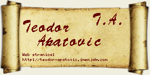 Teodor Apatović vizit kartica